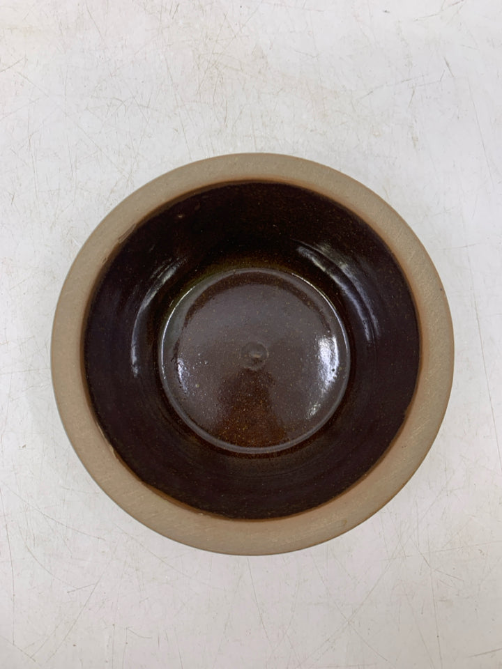 SMALL CROCK W/ BLUE EMBOSSED HEART.