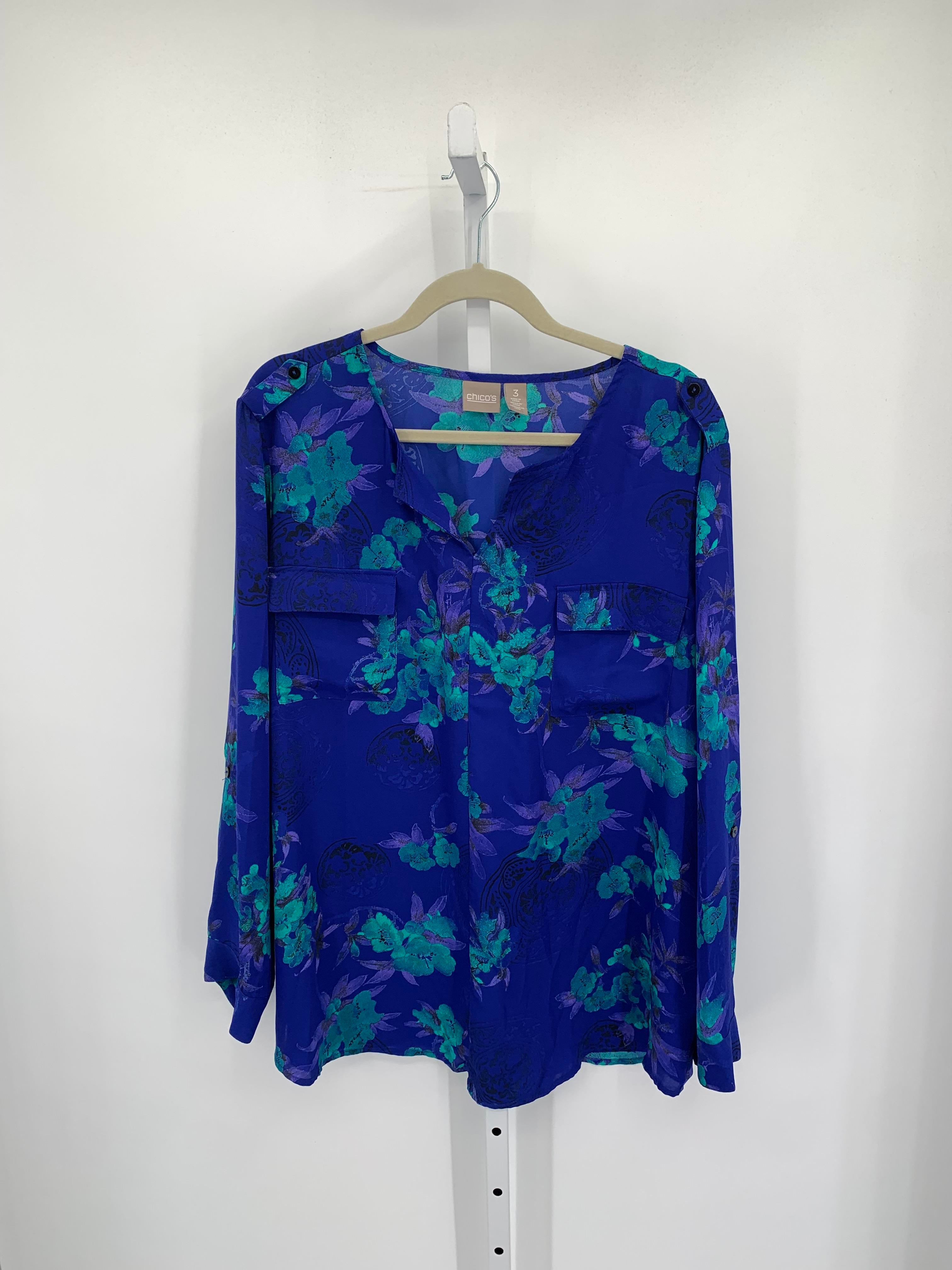 Chico's Size Large Misses Long Sleeve Shirt