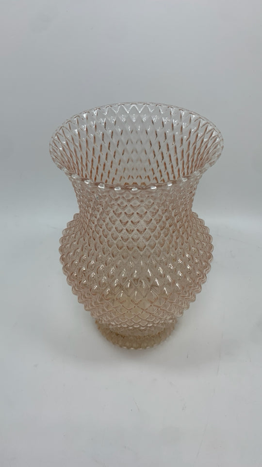 PINK BUBBLE GLASS VASE.