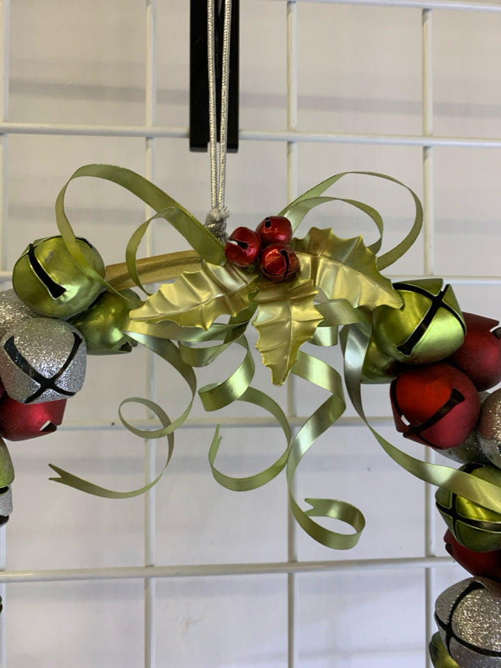 RED/GREEN/SILVER BELLS WREATH.