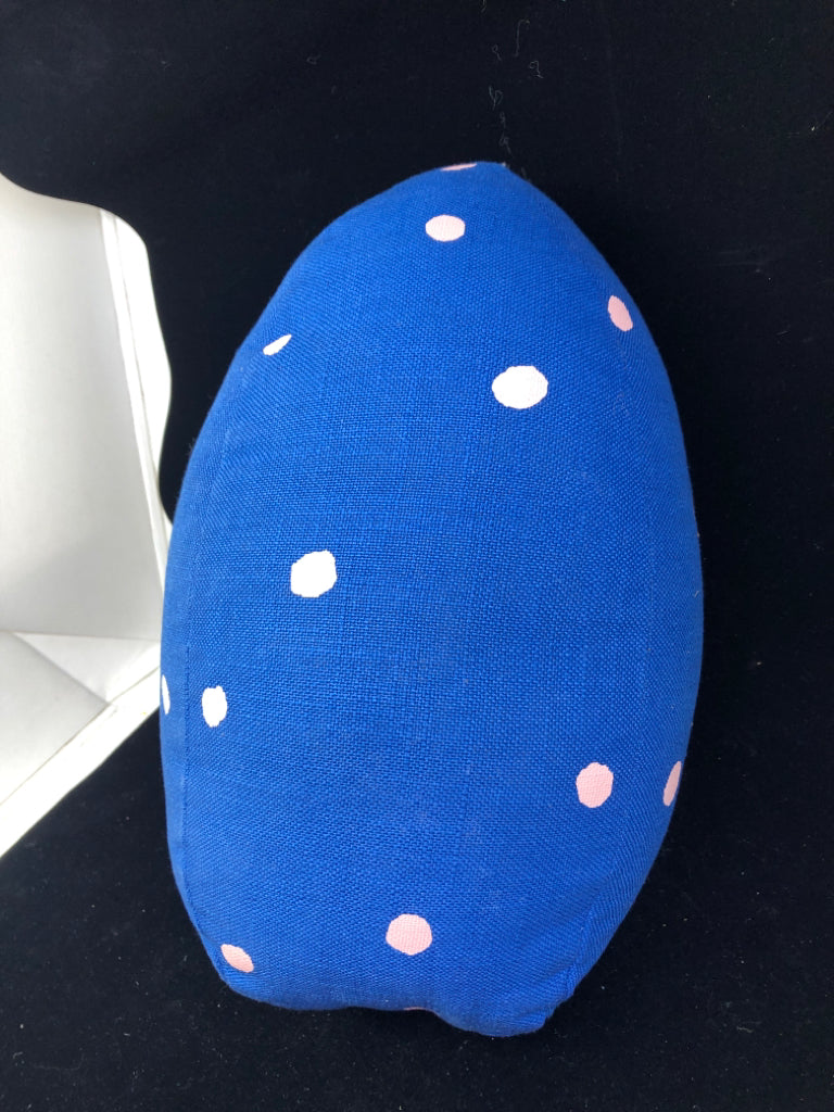 DARK BLUE W/ PINK POLKA DOTS EGG PILLOW.