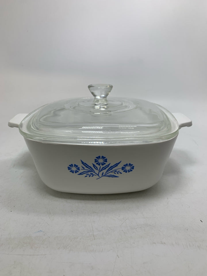 BLUE CORNFLOWER CASSEROLE DISH W/ LID.
