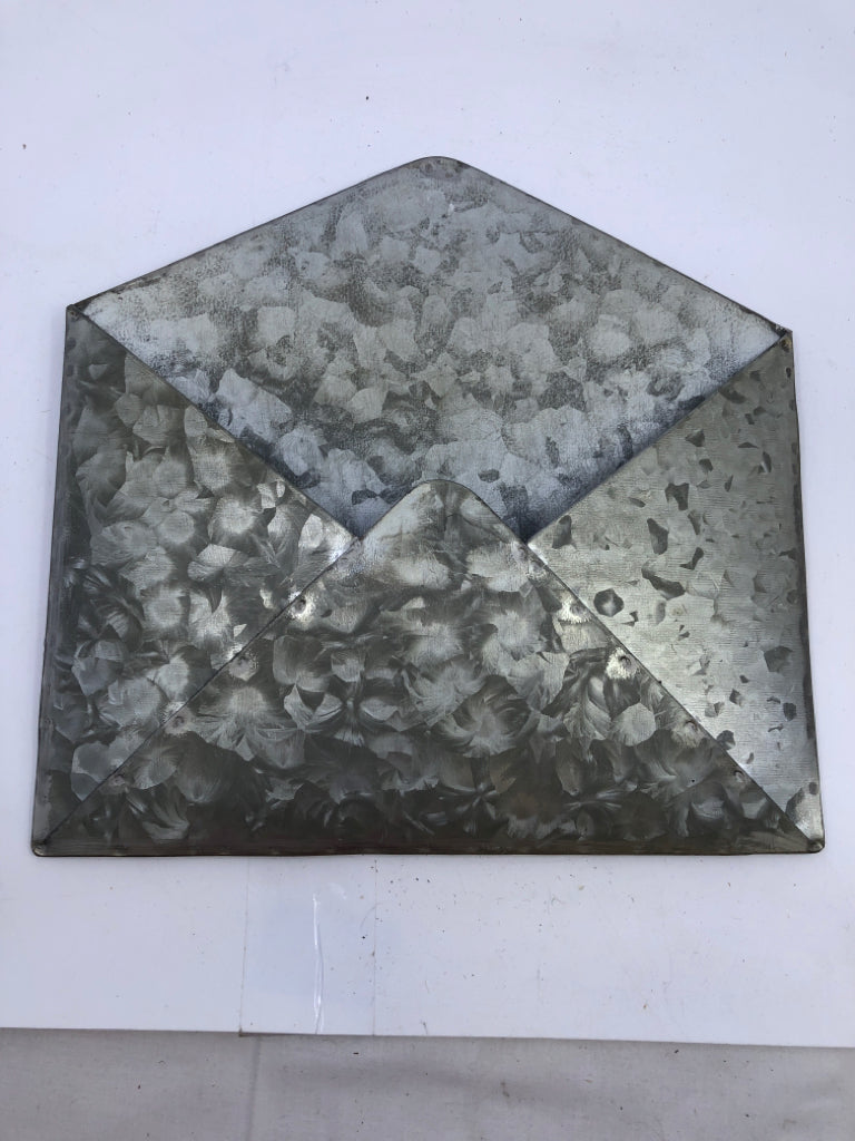 GALVANIZED METAL ENVELOPE WALL HANGING.