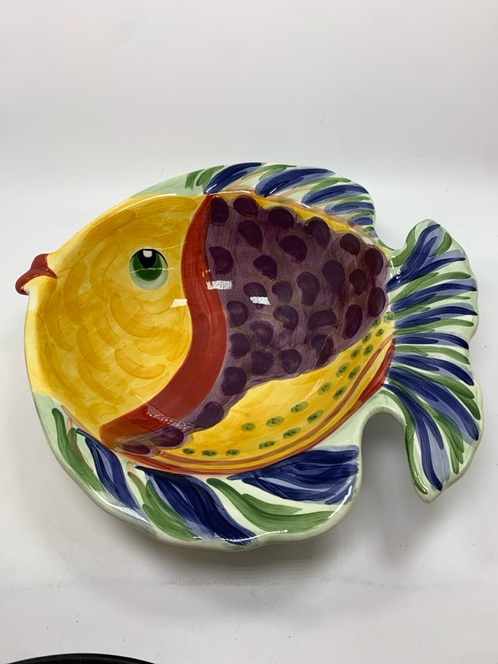 FISH PAINTED CENTERPIECE BOWL.