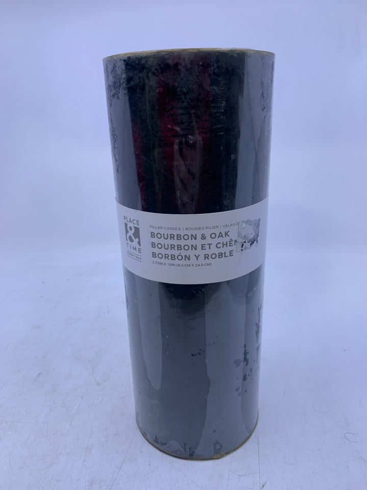 NIP LARGE BOURBON & OAK PILLAR CANDLE.