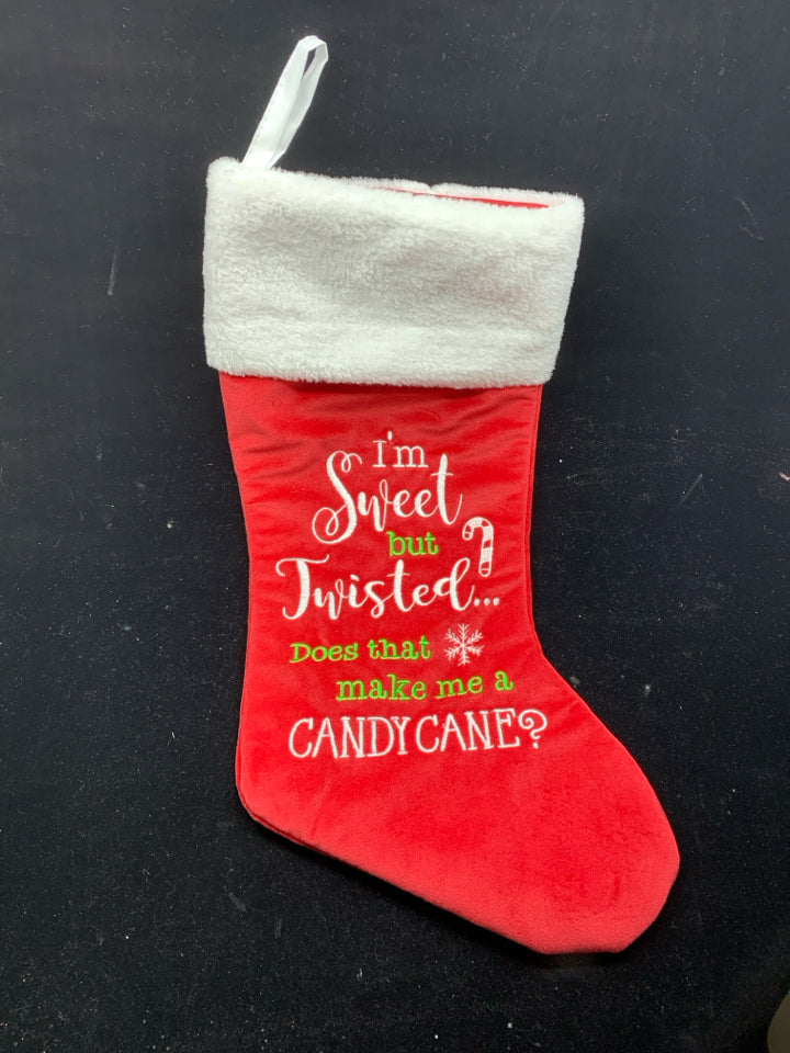 I'M SWEET RED AND WHITE STOCKING.