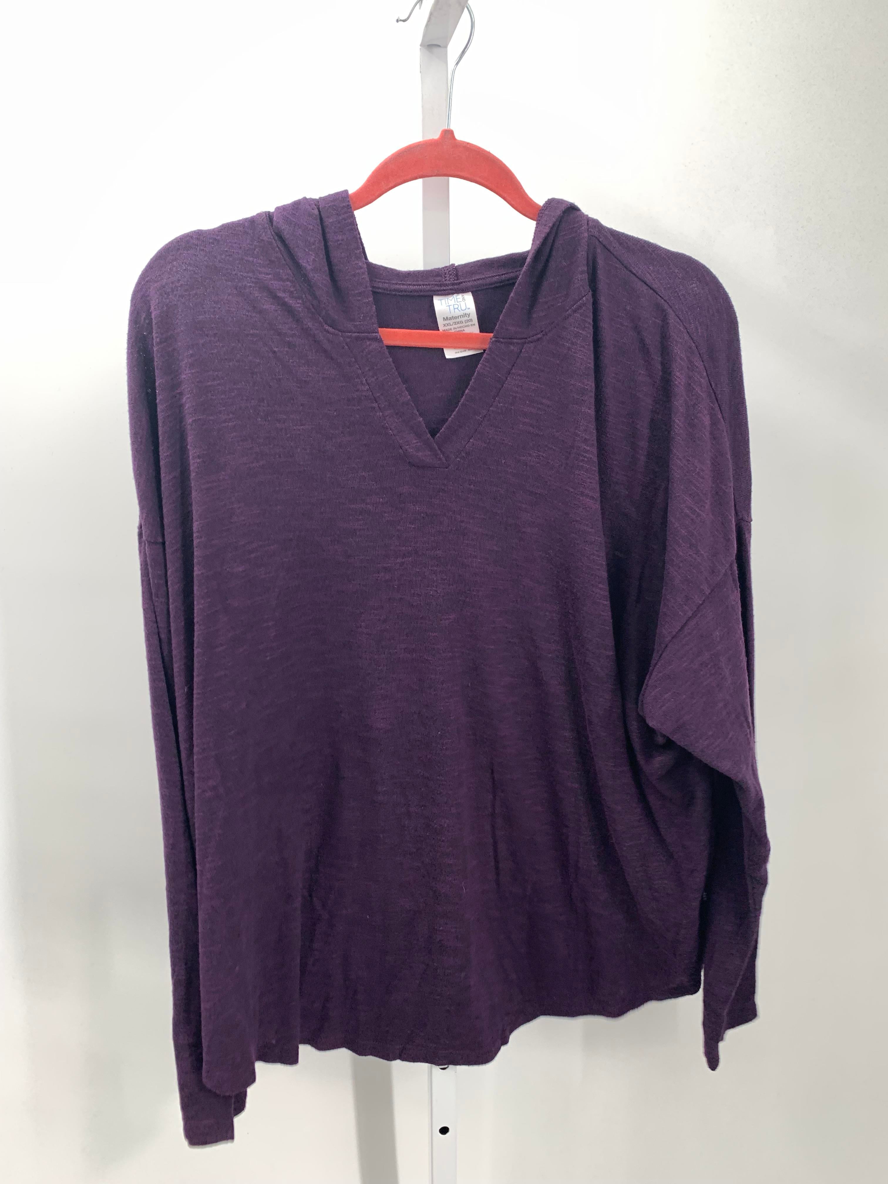 Time and Tru Purple Size XXL Maternity Long Sleeve Shirt