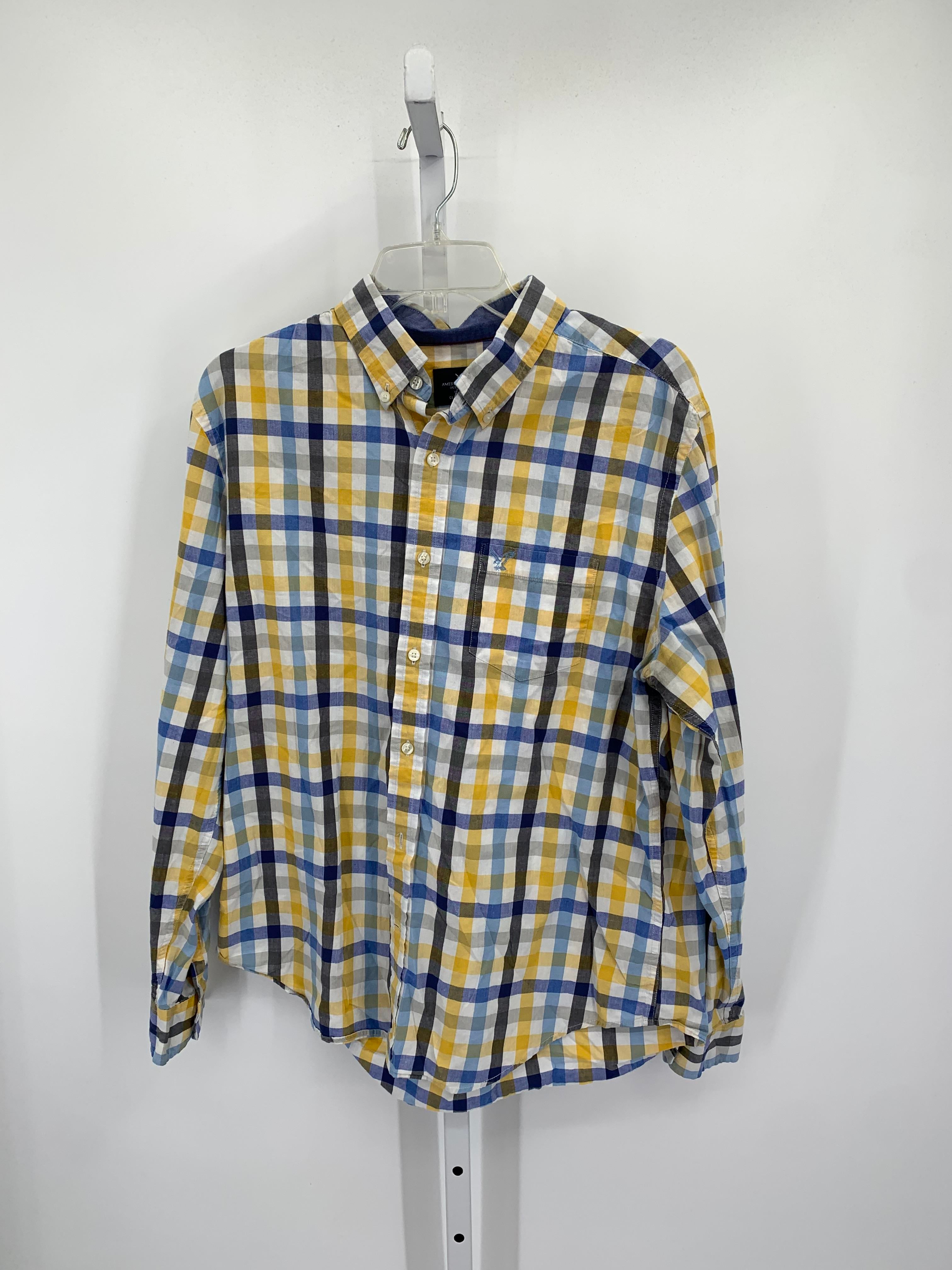 WHITE YELLOW PLAID BUTTON DOWN