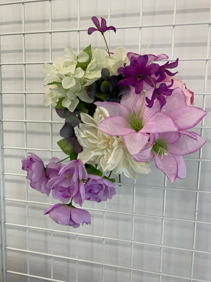 FAUX PURPLE FLOWER BOUQUET.