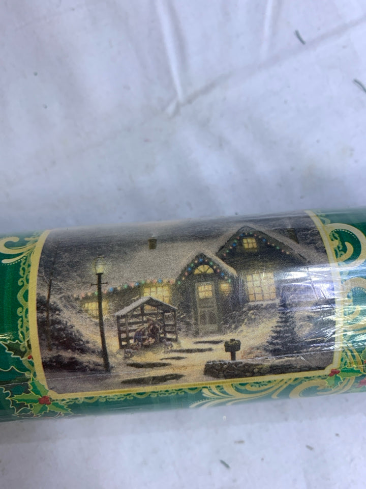 NIP GREEN WINTER COTTAGE WRAPPING PAPER.