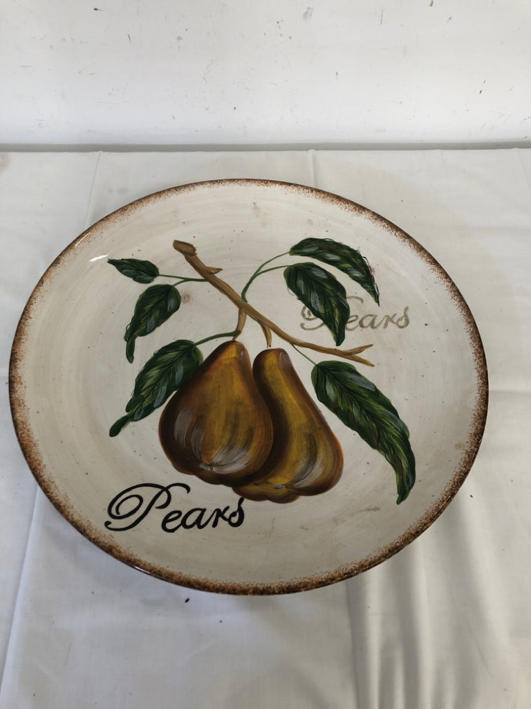 LARGE CREAM PAINTED PEAR SERVER/ CENTERPIECE.