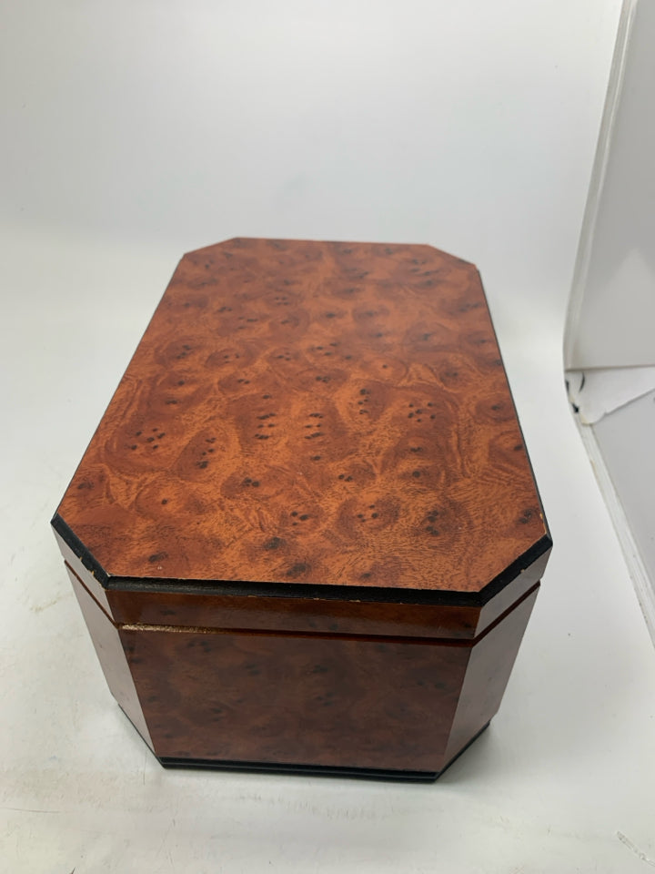 FAUX WOOD JEWELRY BOX W/ DEEP BOTTOM.