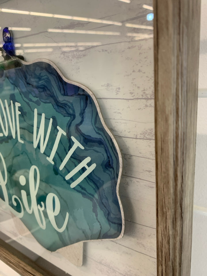 BE IN LOVE WITH LIFE SEASHELL SHADOWBOX WALL-ART.