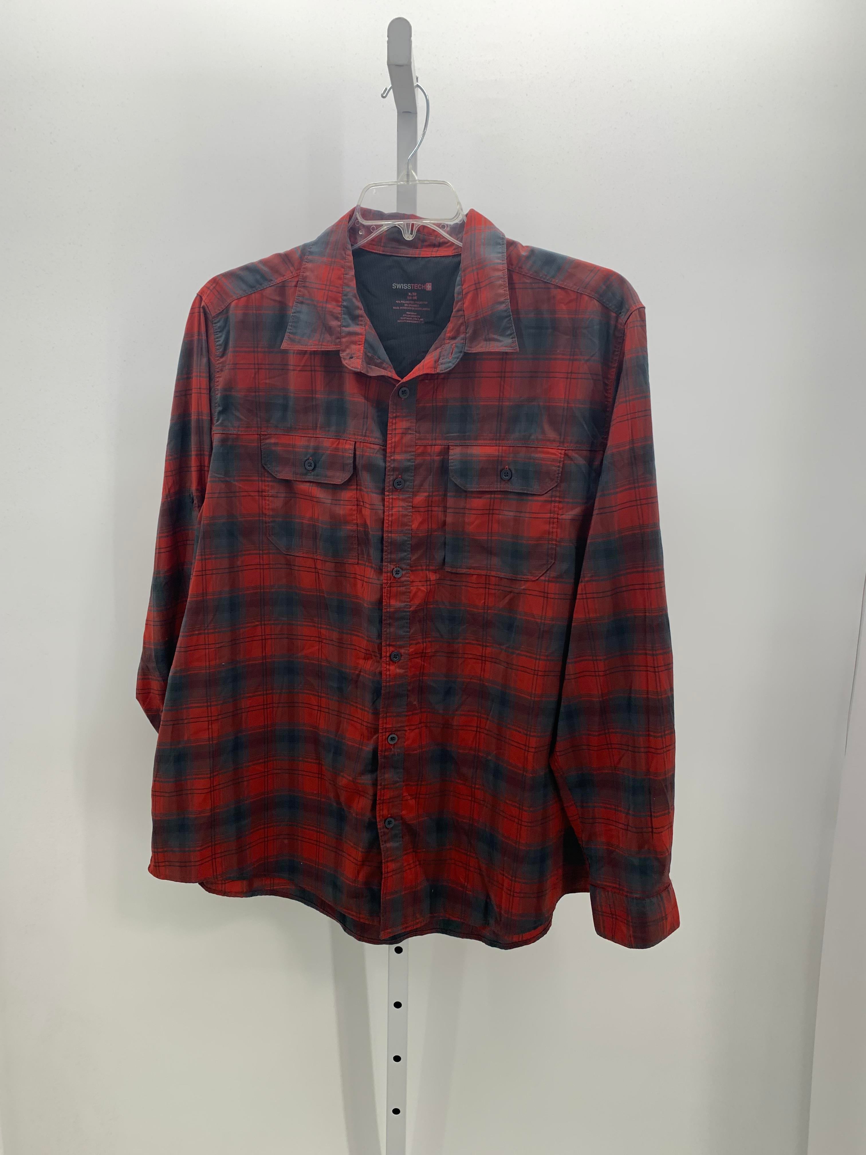 RED/ GREY PLAID BUTTON DOWN