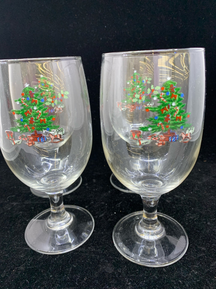 4 VTG SPODE CHRISTMAS TREE GLASSES.