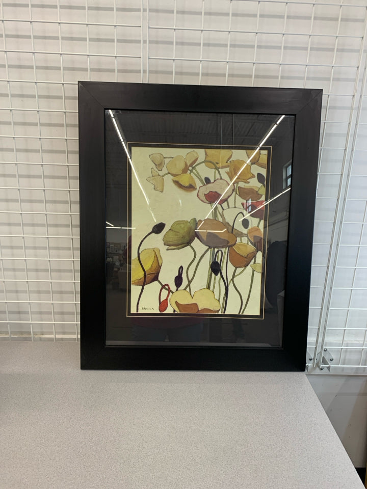 POPPIES PAINTING IN BLACK FRAME.