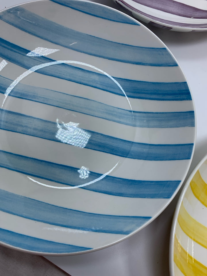 4 COLORFUL STRIPE EATON FINE DINING PASTA BOWLS.