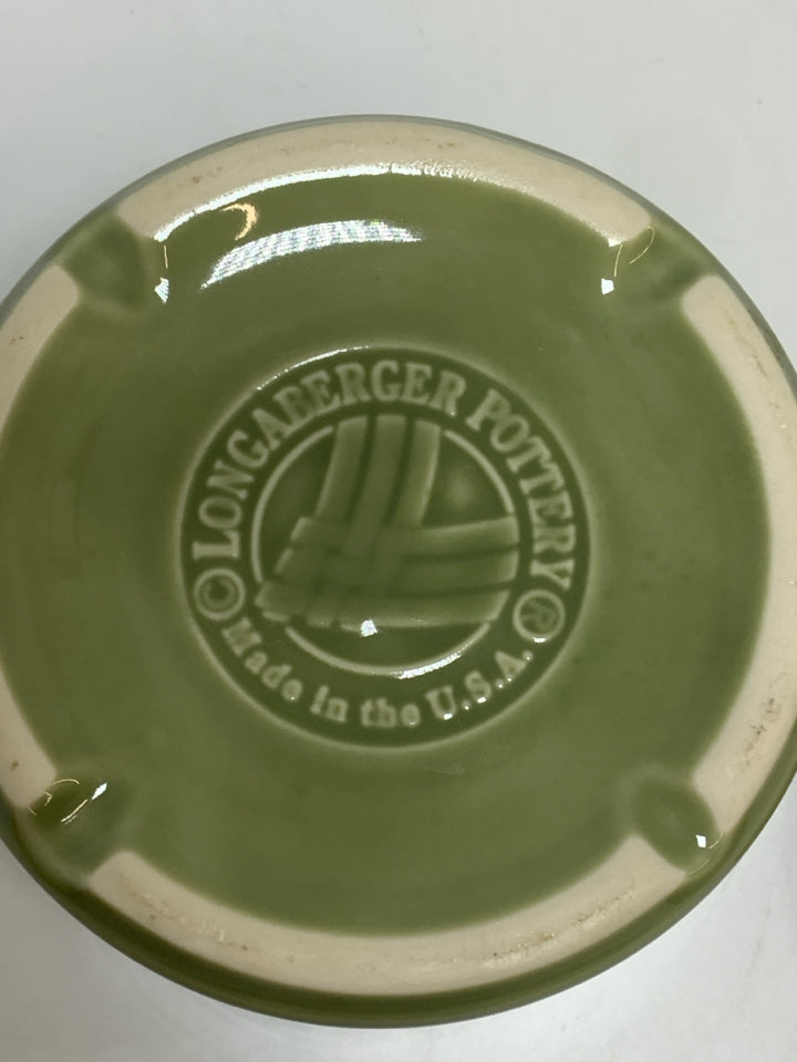 GREEN LONGABERGER POTTERY WOVEN TRADITIONS CROCK.