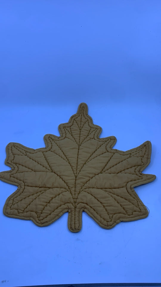 4 MUSTARD YELLOW LEAF PLACEMATS.