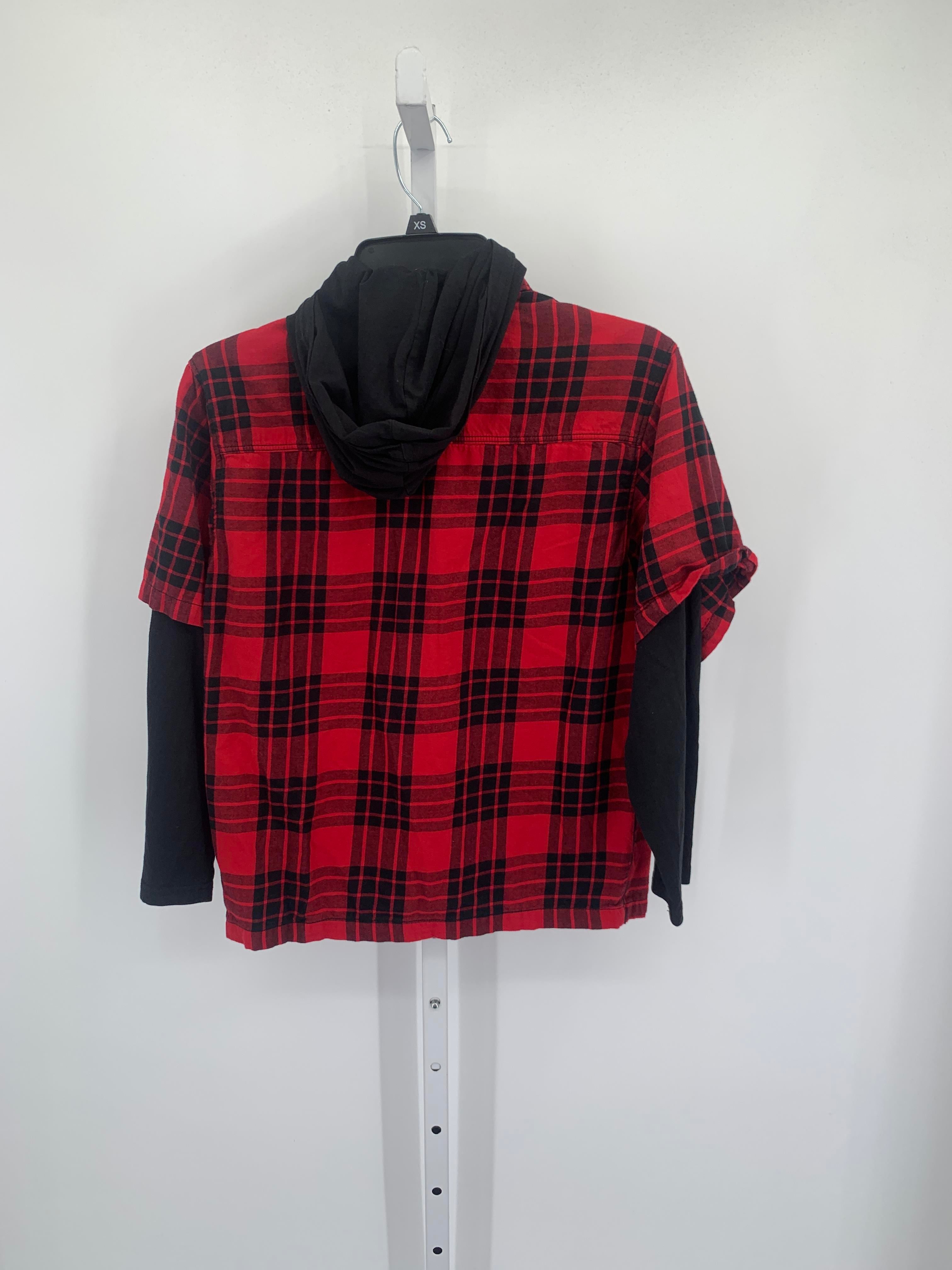 BLACK PLAID HOODED BUTTON DOWN