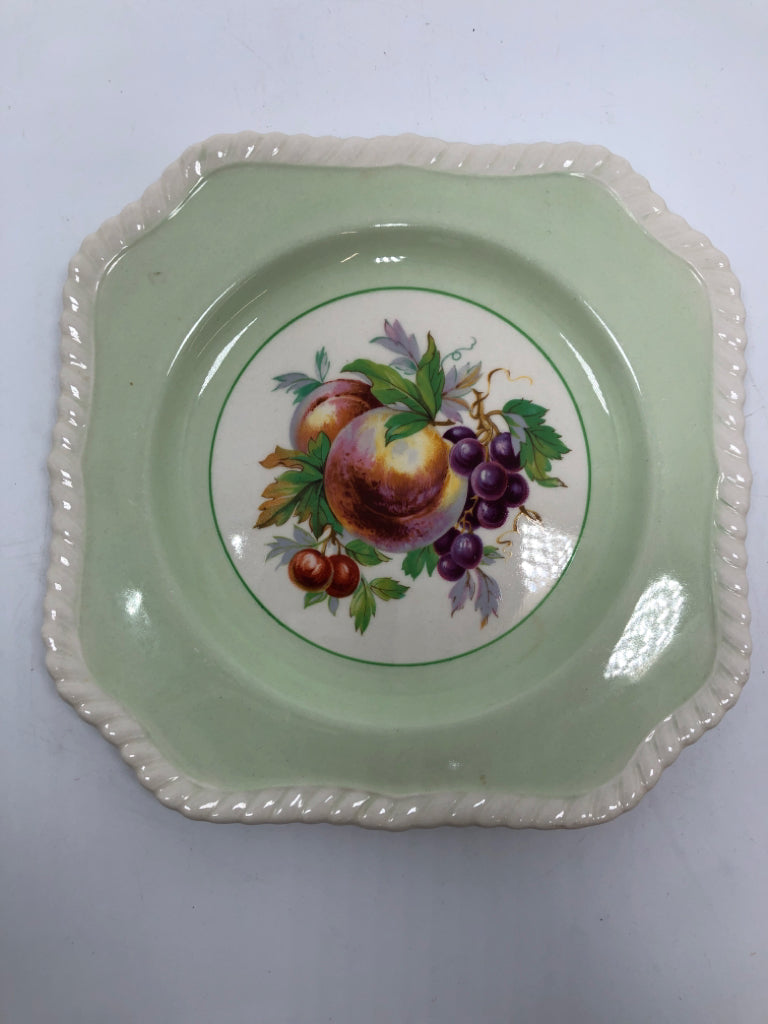 6 VTG FRUIT DESIGN PLATES W/ROPE STYLE BORDER.