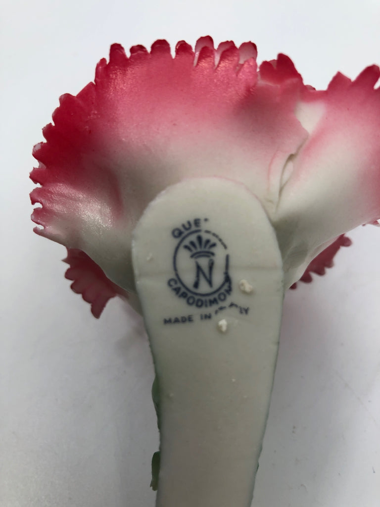 RED CARNATION PORCELAIN FLOWER.