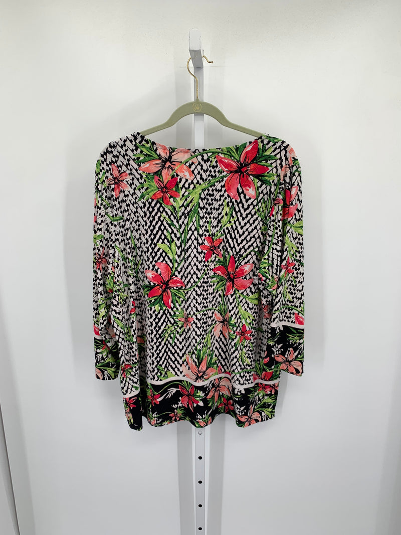 JM Collection Size 2X Womens 3/4 Sleeve Shirt