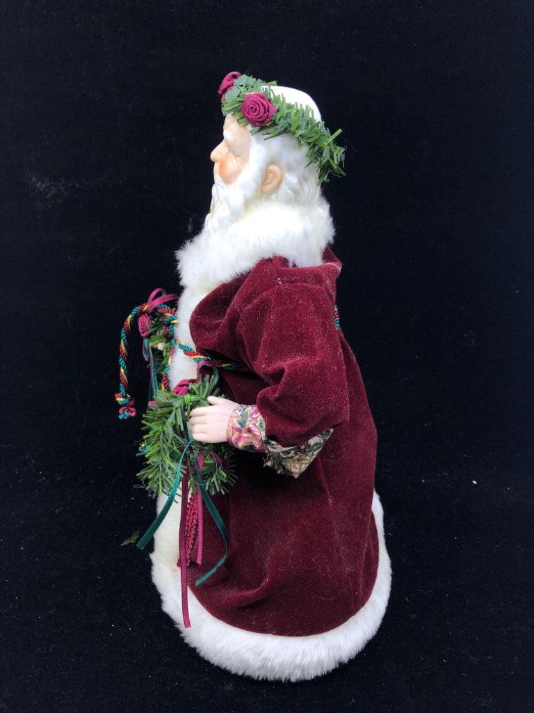 MAROON SANTA TREE TOPPER W WREATH.