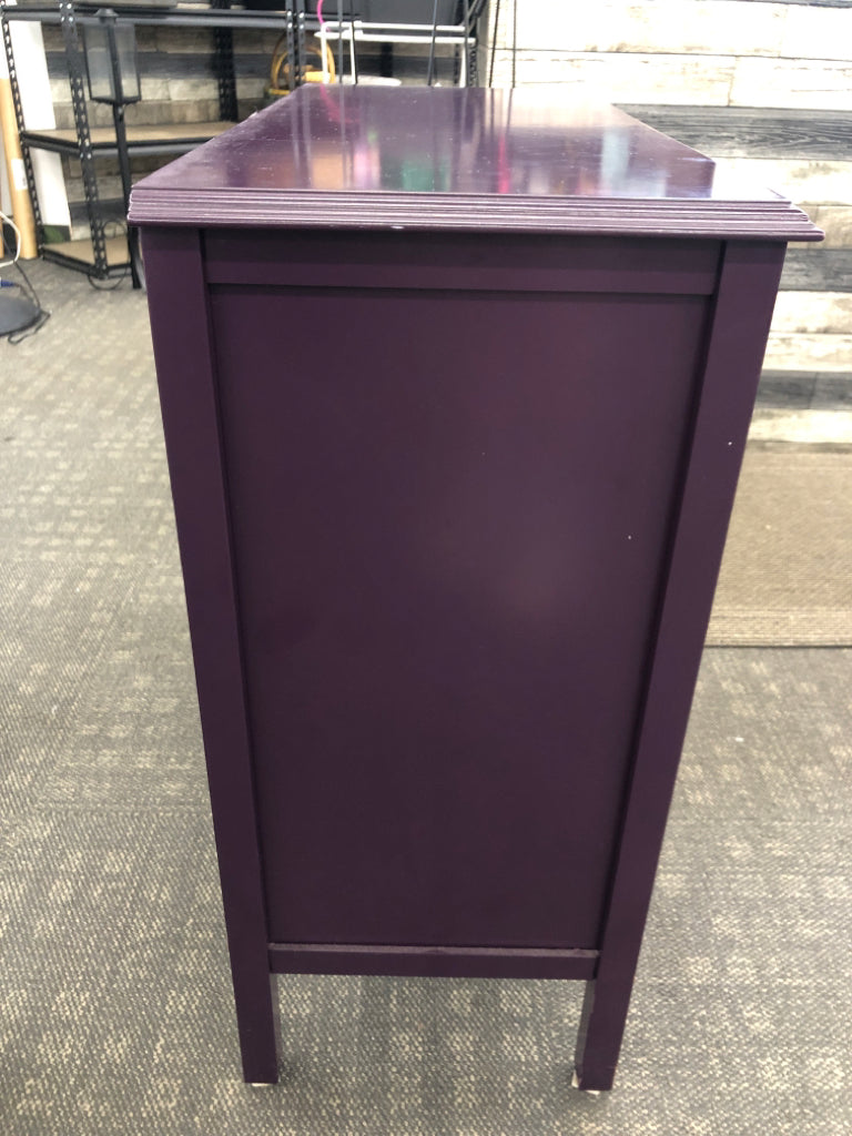 PURPLE WOOD STORAGE CABINET.