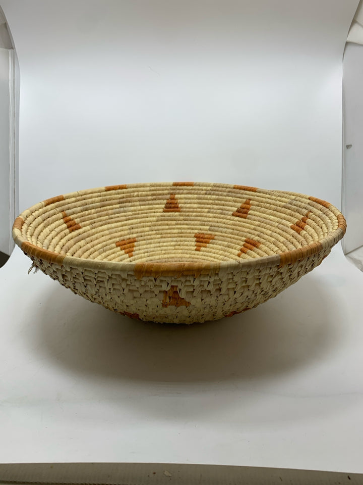 WOVEN BOWL W/ORANGE ACCENTS.