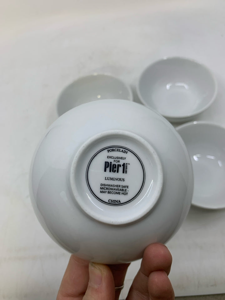 4 WHITE SPICE BOWLS.