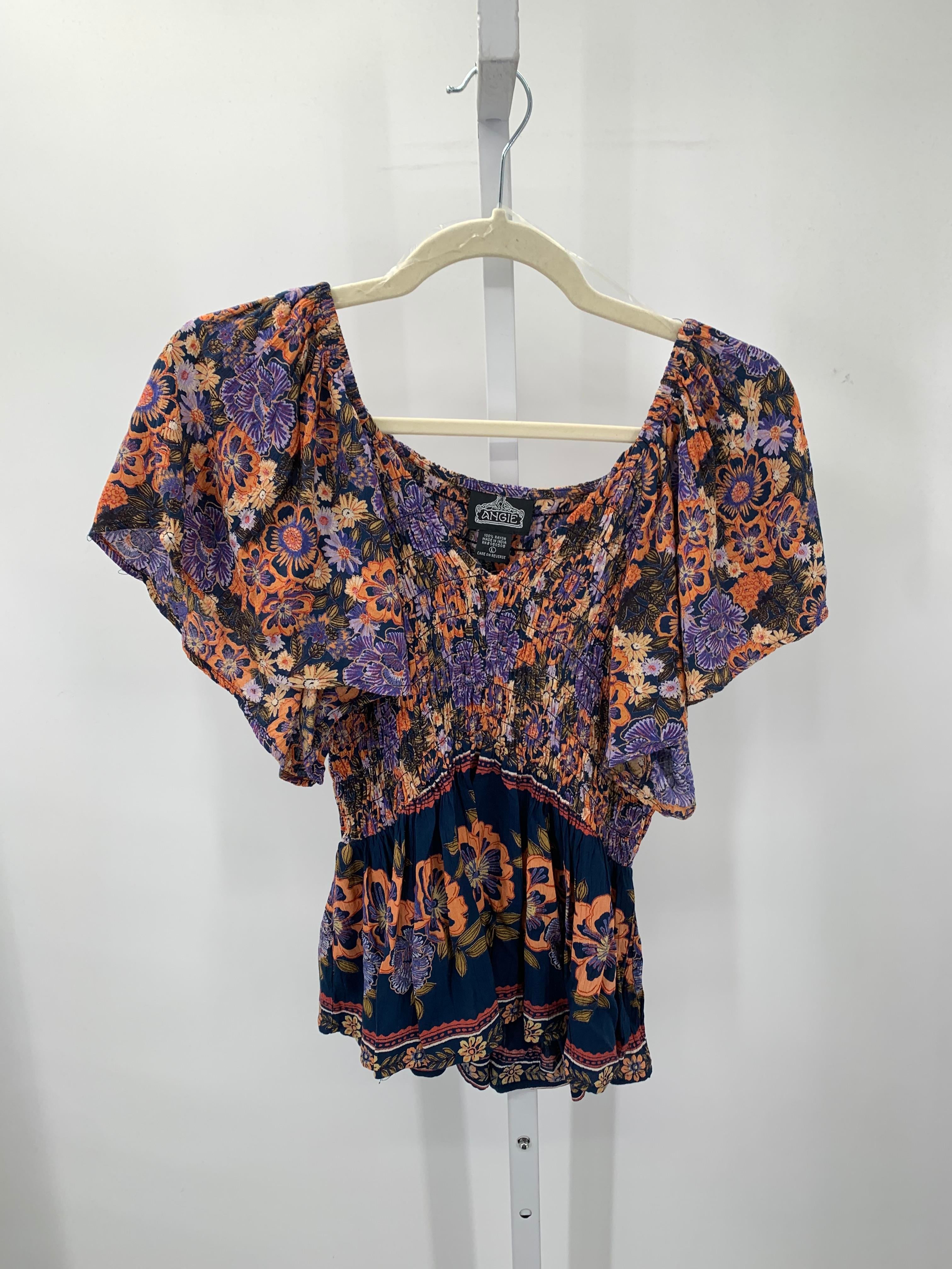 Angie Size Large Juniors Short Sleeve Shirt