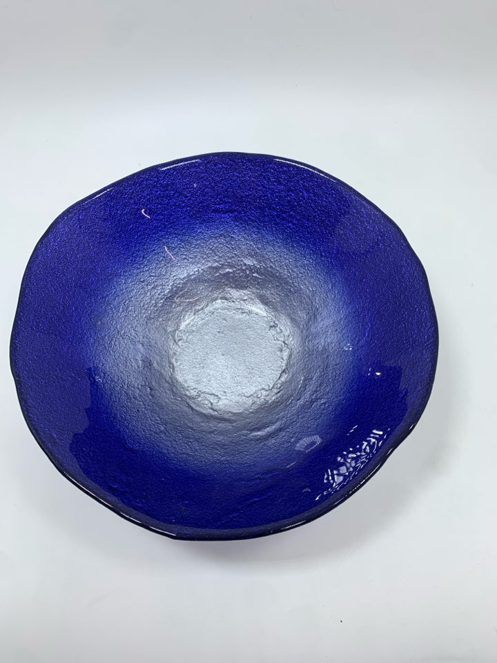 COBALT BLUE PRESSED GLASS BOWL.