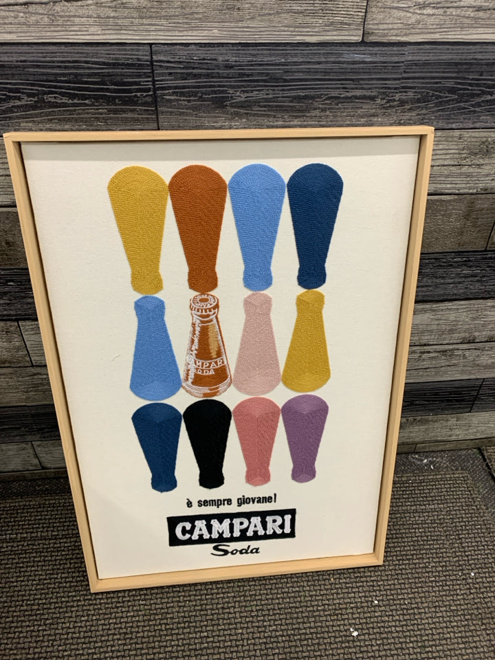 STITCHED CAMPARI SODA IN TAN FRAME.