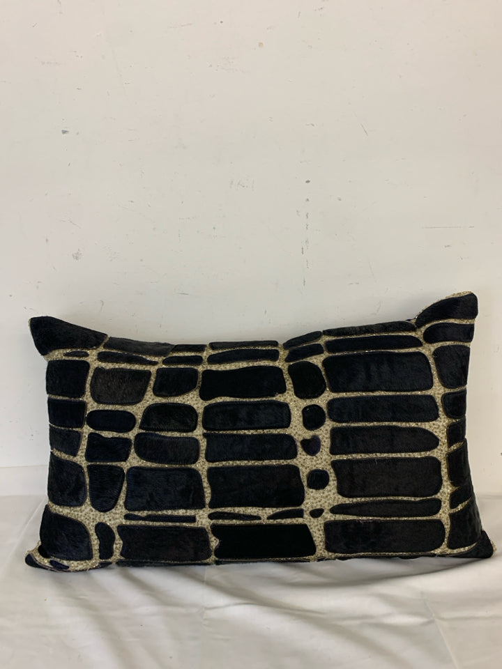 NAVY BLUE CALISTO HOME JEWELED RECTANGLE PILLOW.