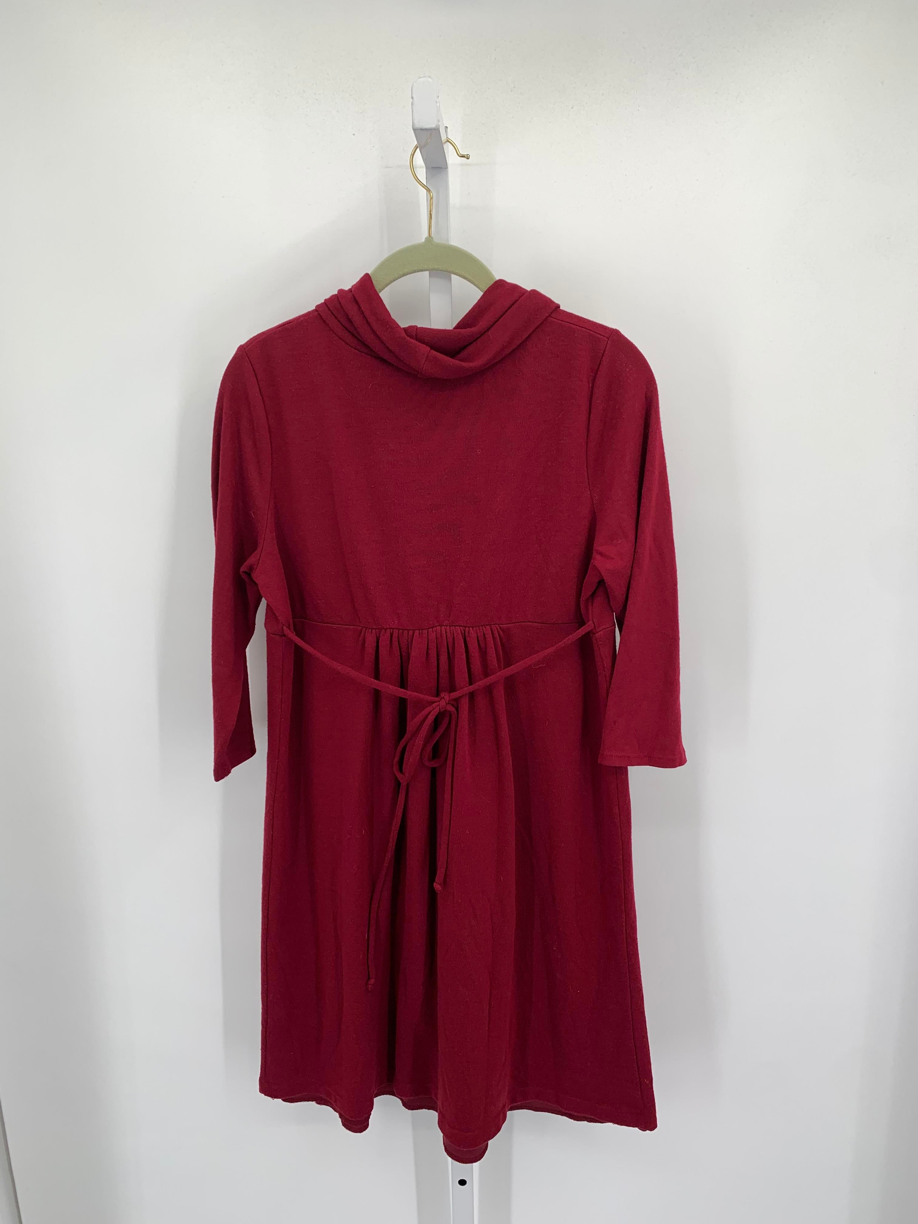 Three Seasons Burgandy Size Medium Maternity Long Sleeve Dress