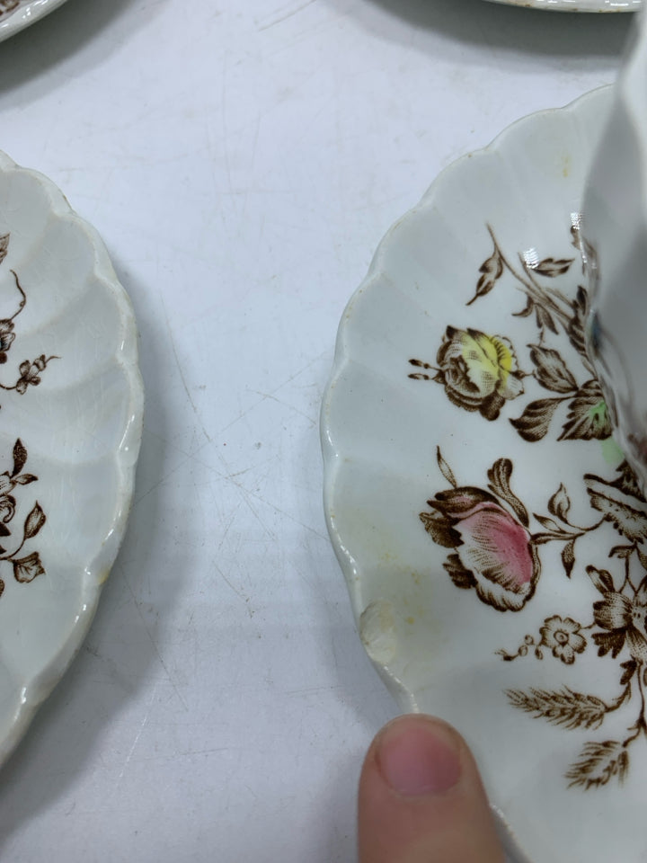 VTG 8PC SVC 4 STAFFORDSHIRE BOUQUET TEA CUPS/SAUCERS.