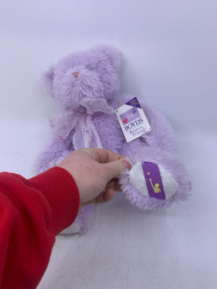 LIGHT PURPLE BOYDS BEAR W/ HEAR STAR BOW.