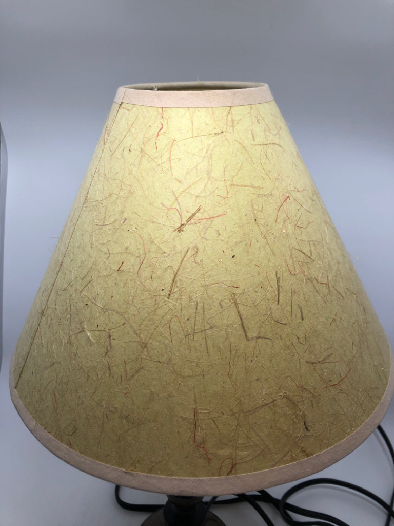 FAUX STONE/METAL STACKED LIGHT BARREL SHADE.
