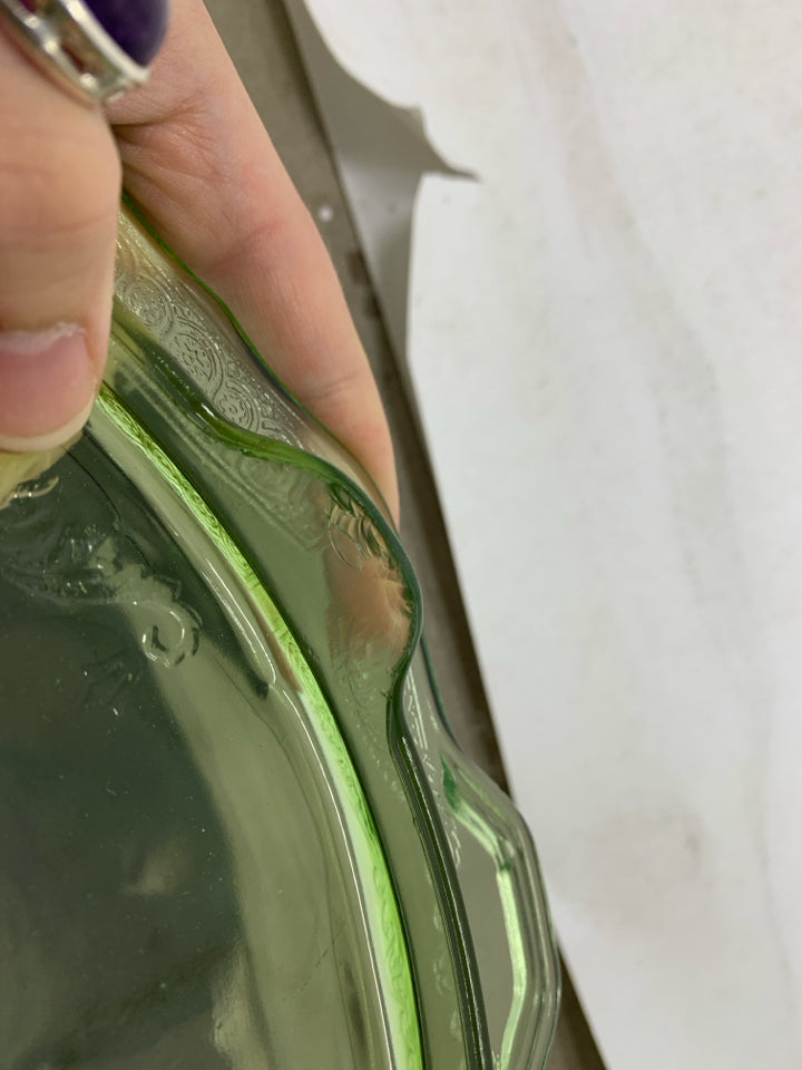 VTG GREEN PRINCESS DEPRESSION GLASS.