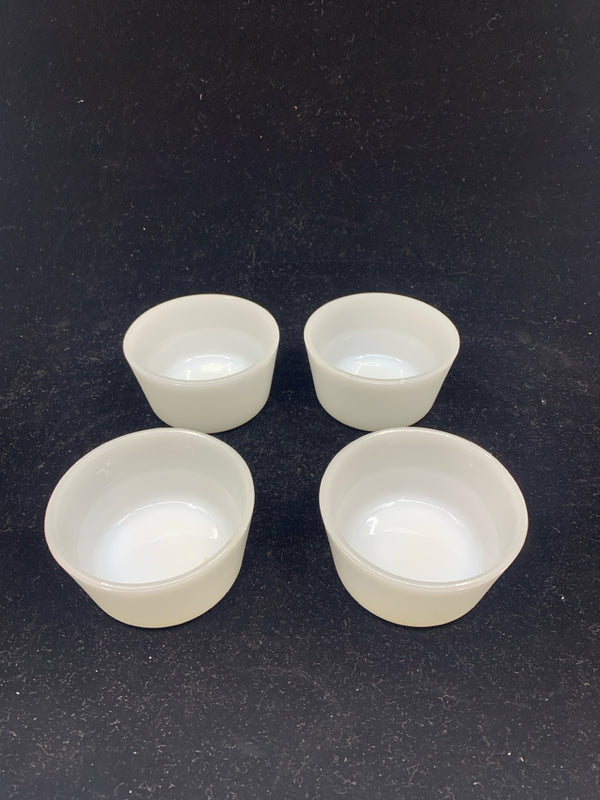 4 VTG WHITE SMALL RAMEKIN CUPS.