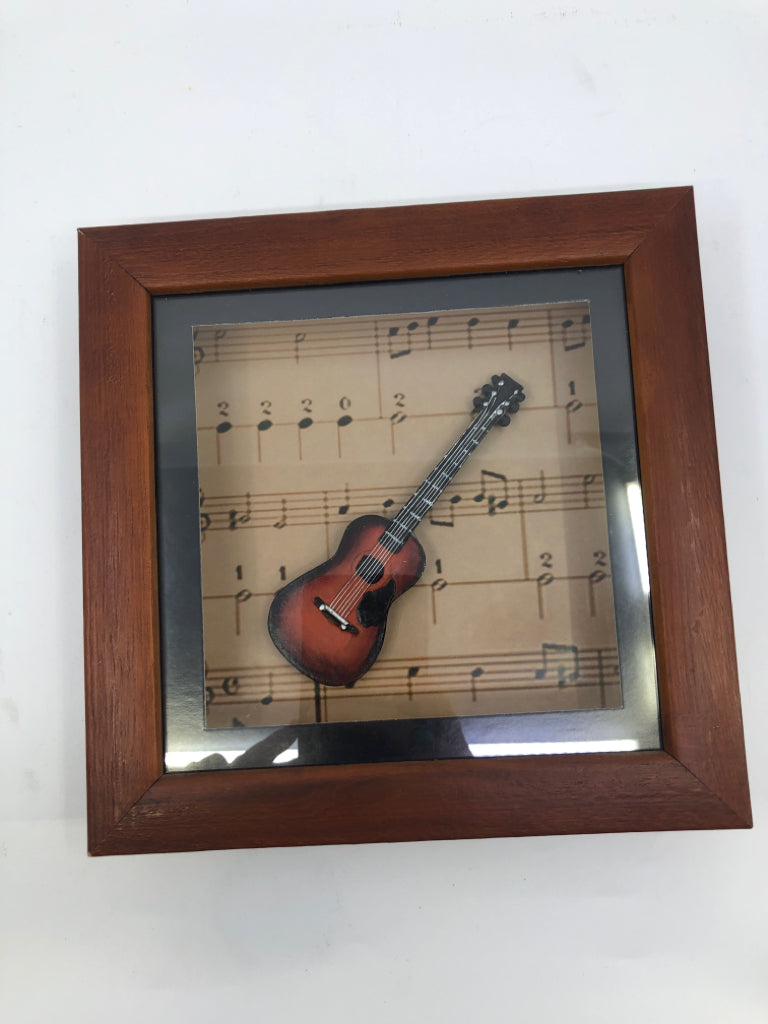 SHADOW BOX W/ GUITAR WALL HANGING.