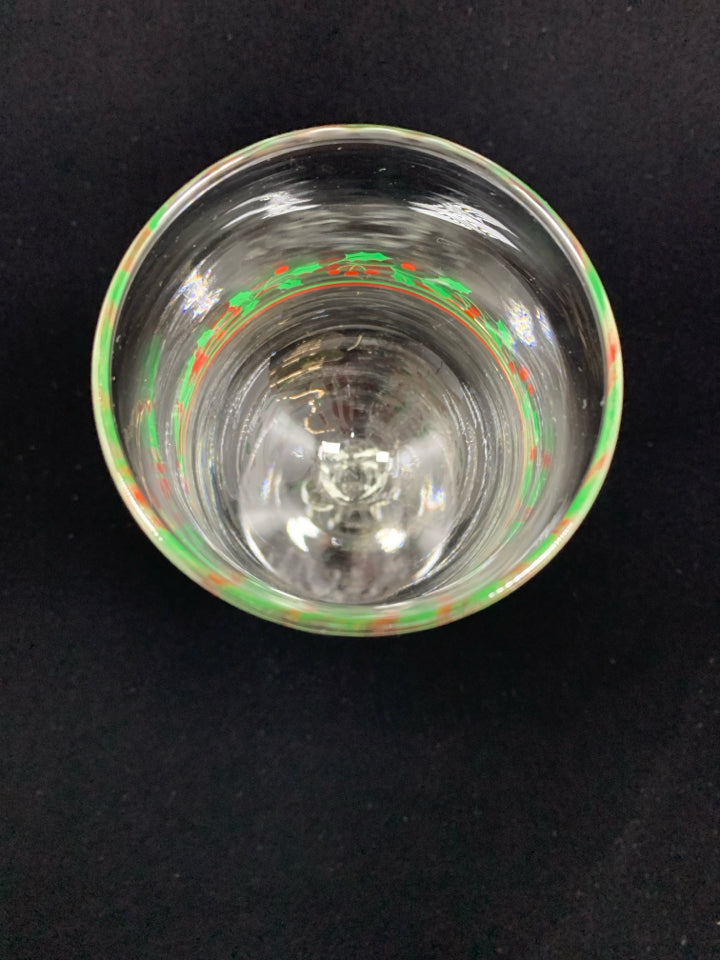 4 HOLLY GOBLETS W/GLASS BOW.