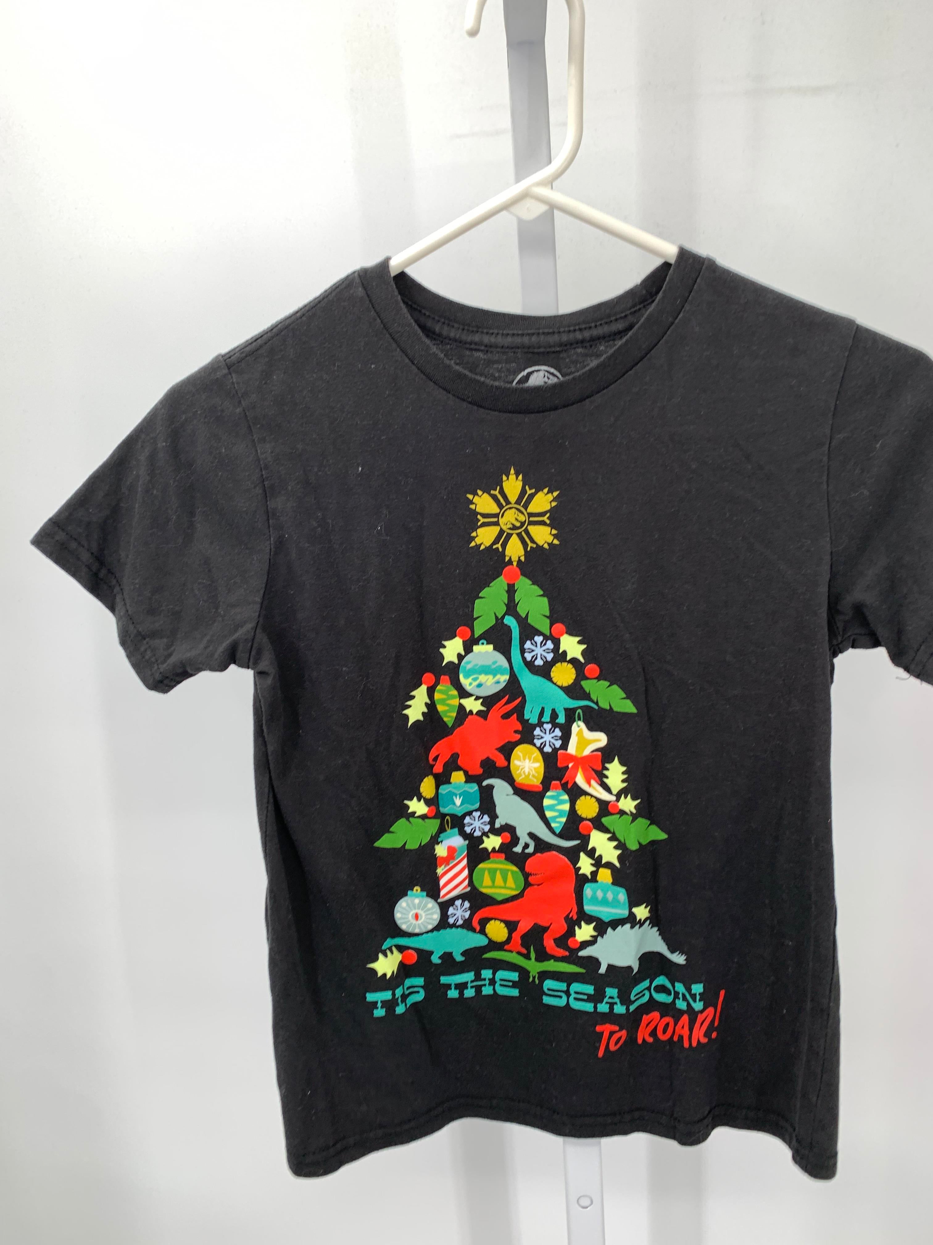 SHORT SLV SHIRT XMAS TREE DINOS.