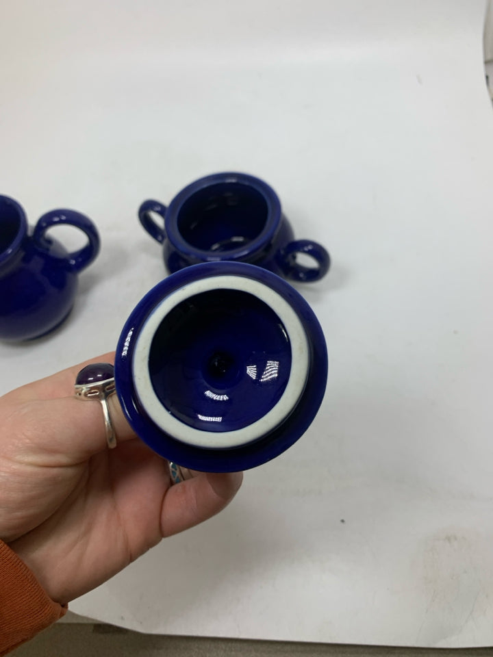 COBALT BLUE CERAMIC CREAMER/SUGAR SET.