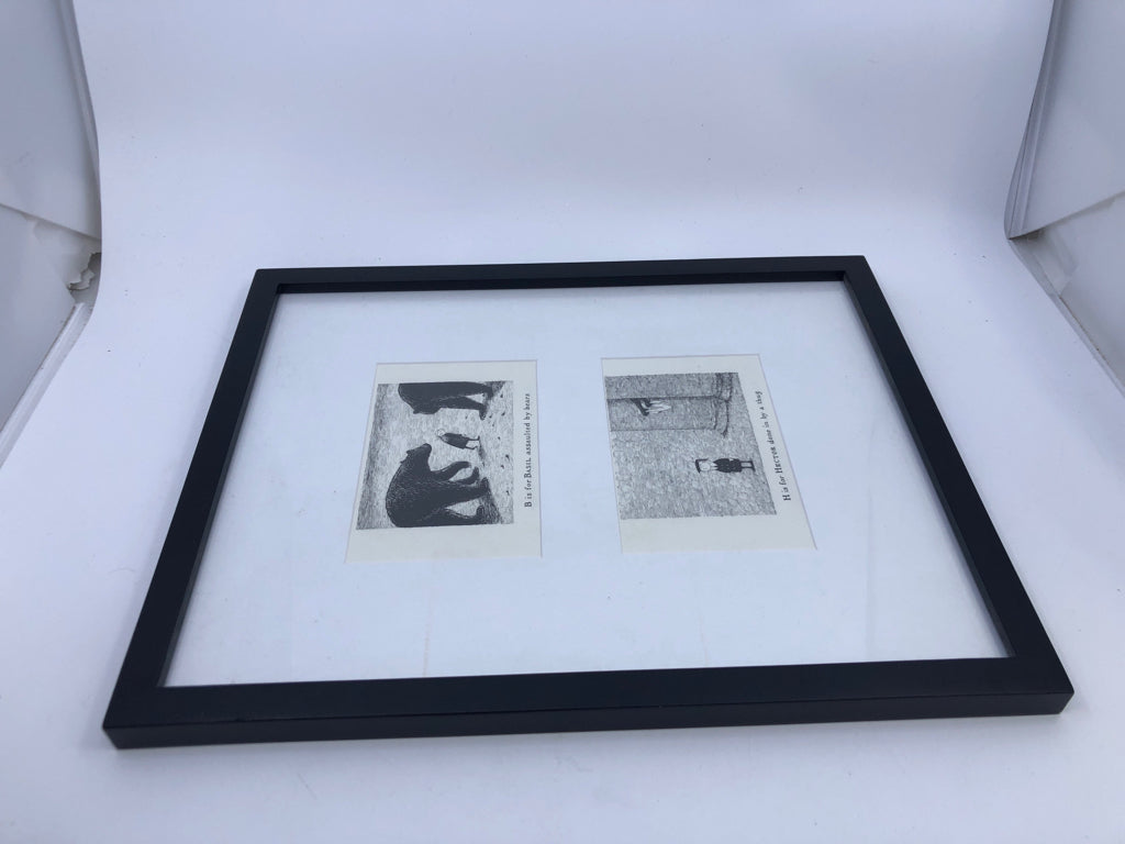 BEAR DRAWING IN BLACK FRAME.