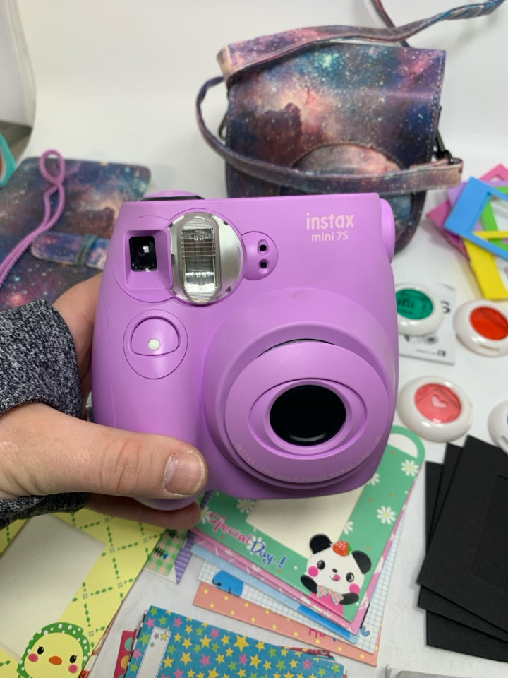 FUJiFilm Instax Mini 7S Instant Camera w/ Galaxy Pattern Carry Bag & Accessories