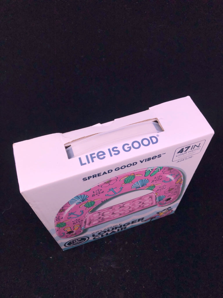 NIB LIFE IS GOOD INFLATABLE LOUNGER CHAIR