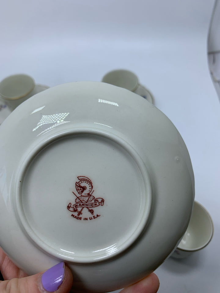 12PC SVC 6 ESPRESSO CUPS W/ ASSORTED FLOWERS.