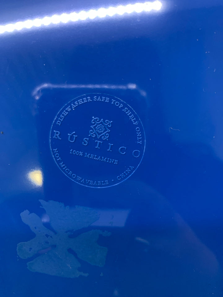 LARGE MELAMINE BLUE WHITE ORANGE DETAILS.